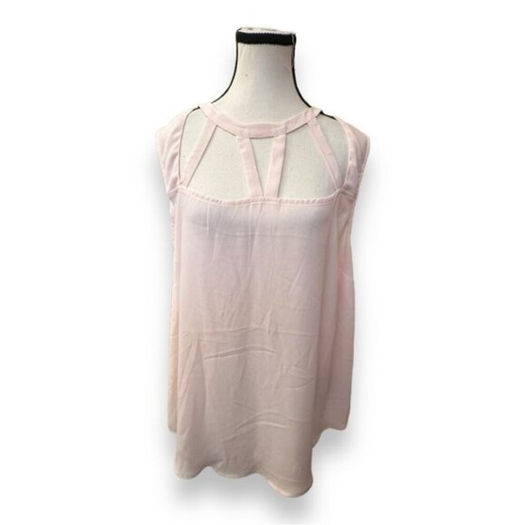 🆕 NWT Women’s torrid 2 Pearl Blush Pink Georgette Cage Front Tank 18 20 2XL XXL - Picture 2 of 13